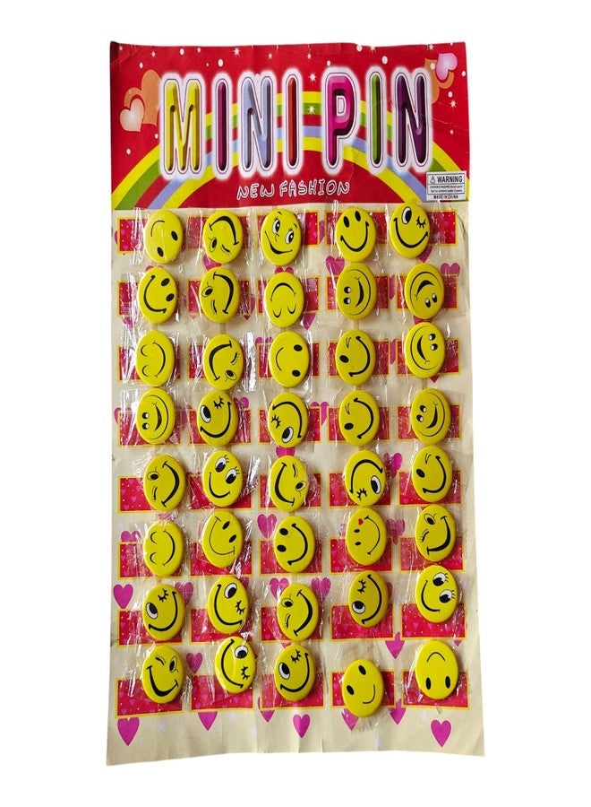 VTL Smiley Badges Sheet for Kids - Pack of 40 (Small 3cm) | Cute Emoji Face Pins for Students, Rewards, Crafts, Return Gifts | Mini Round Plastic Smiley Badges for School Activities & Party Favors - Image 1